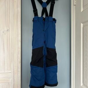 $20 Kids size8. Blue Ski Pants with Black Knee Panels and Adjustable Suspenders